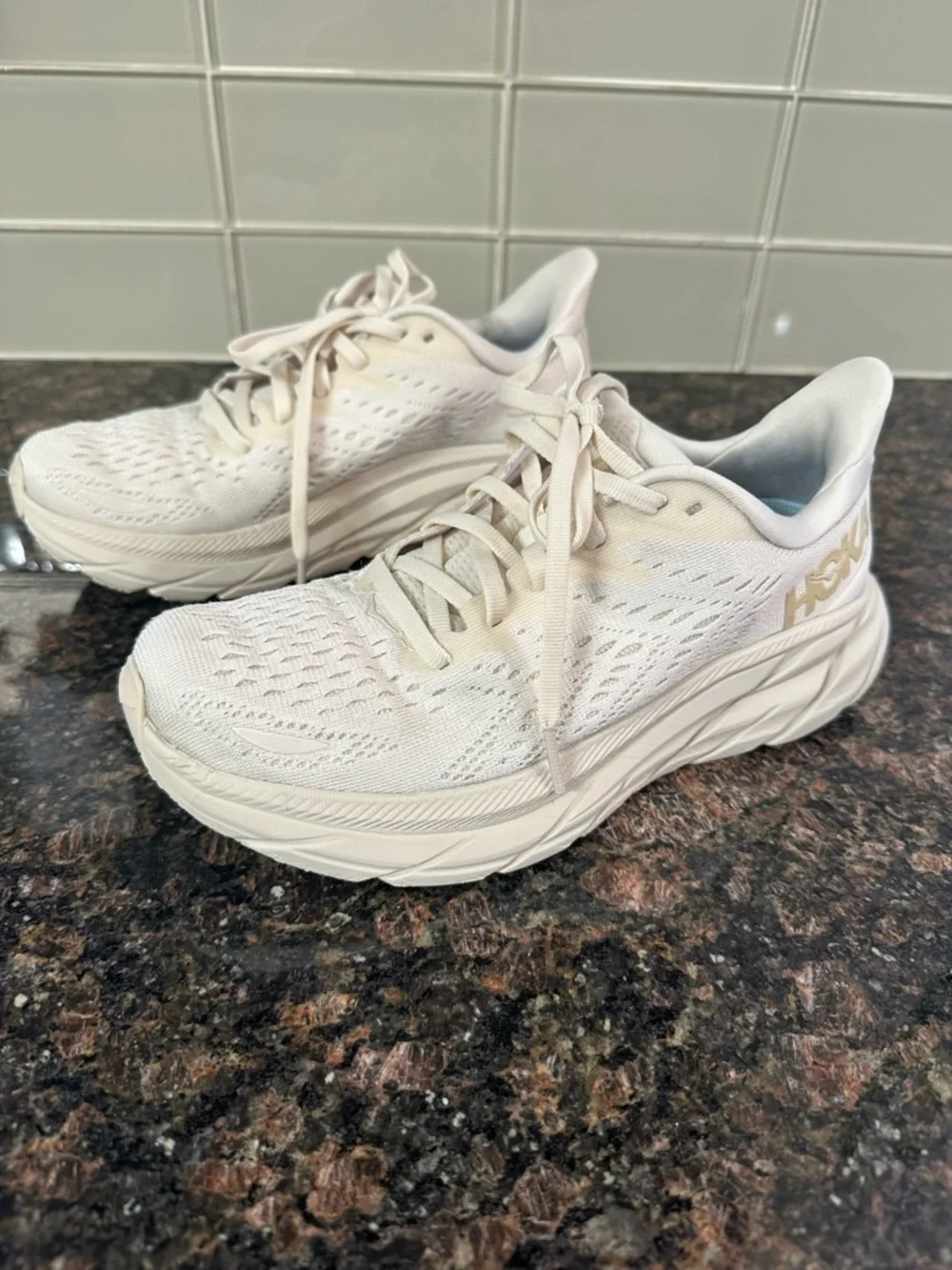 Hoka Women's Cream/White Running Sneakers Women’s 5 - Picture 3 of 10